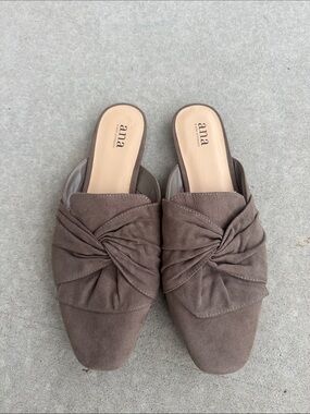 a.n.a Taupe Knot-Front Slip-On Mules